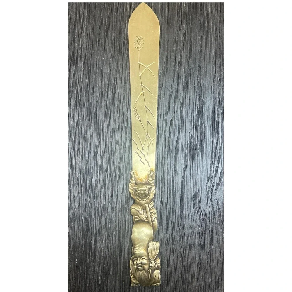 Antique Japanese Meiji Brass Letter Opener 11.25